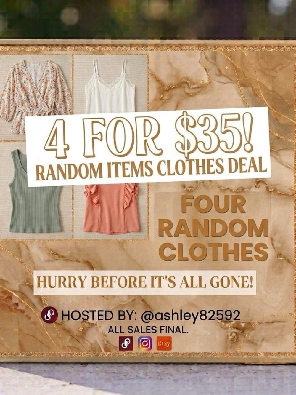 Women’s Mixed Tops Bundle - 4 Random Pieces (Includes Pink, White, Green, Peach)
